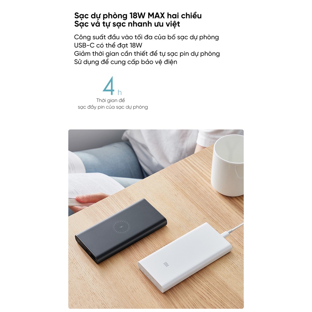 Pin sạc dự phòng không dây 10000mAh Xiaomi WPB15ZM Youth