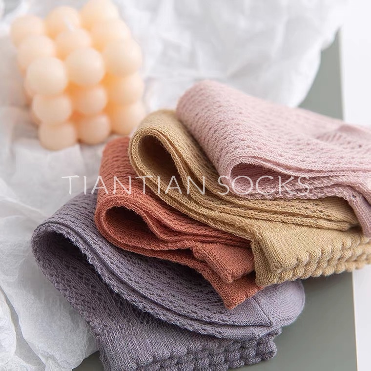 TIAN TIAN T161 Vớ tất ngắn cổ Cotton Cổ Thuyền Thoáng Khí Mỏng Nhẹ Màu Trơn Chống Trượt Dễ Phối Đồ Thời Trang Mùa Hè Phong Cách Nhật Bản Cho Nữ