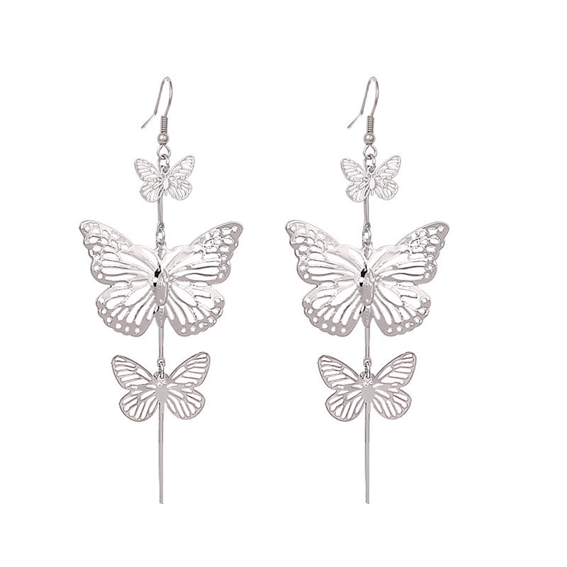 Bông Tai Dáng Dài Hình Bướm Bằng Kim Loại 22414 Cho Nữ