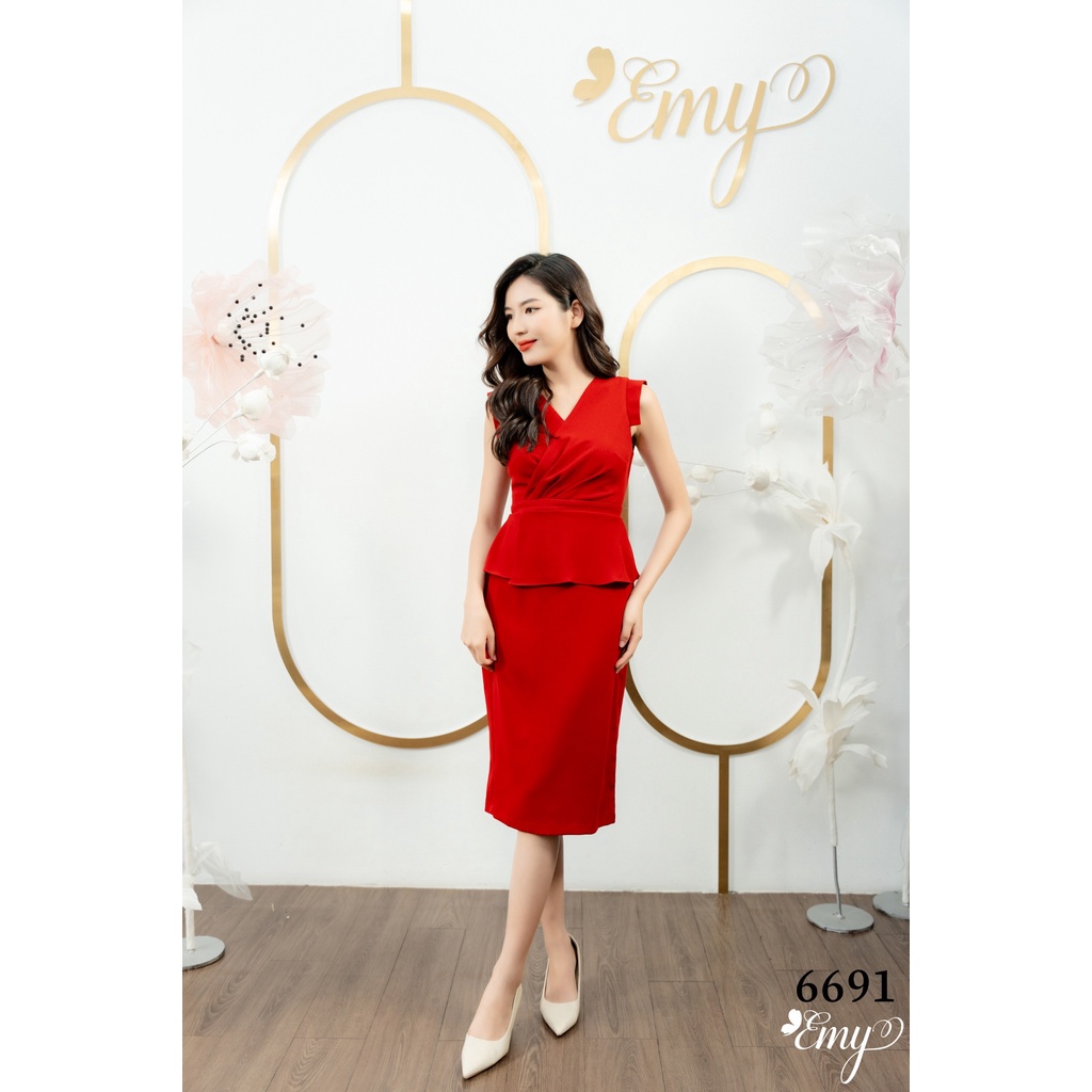 Đầm EMY EM6691 Body Đỏ Sát Nách