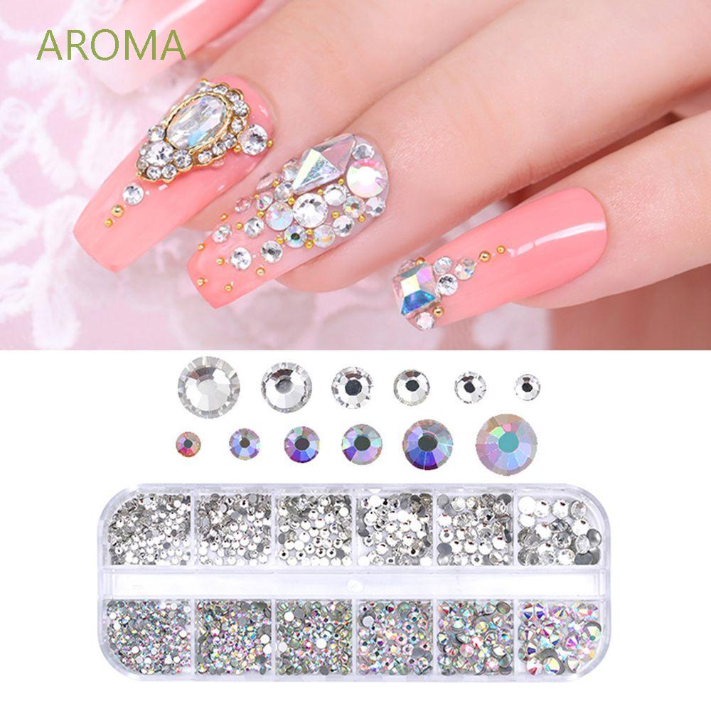 [Hàng mới về] Hộp 12 ngăn đựng hạt kim sa 3d nhiều kích cỡ dùng trang trí móng tay nghệ thuật