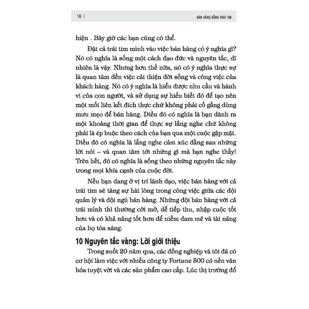 Cuốn sách Bán Hàng Bằng Trái Tim - 10 Nguyên Tắc Vàng Mọi Người Bán Hàng Đều Cần Biết