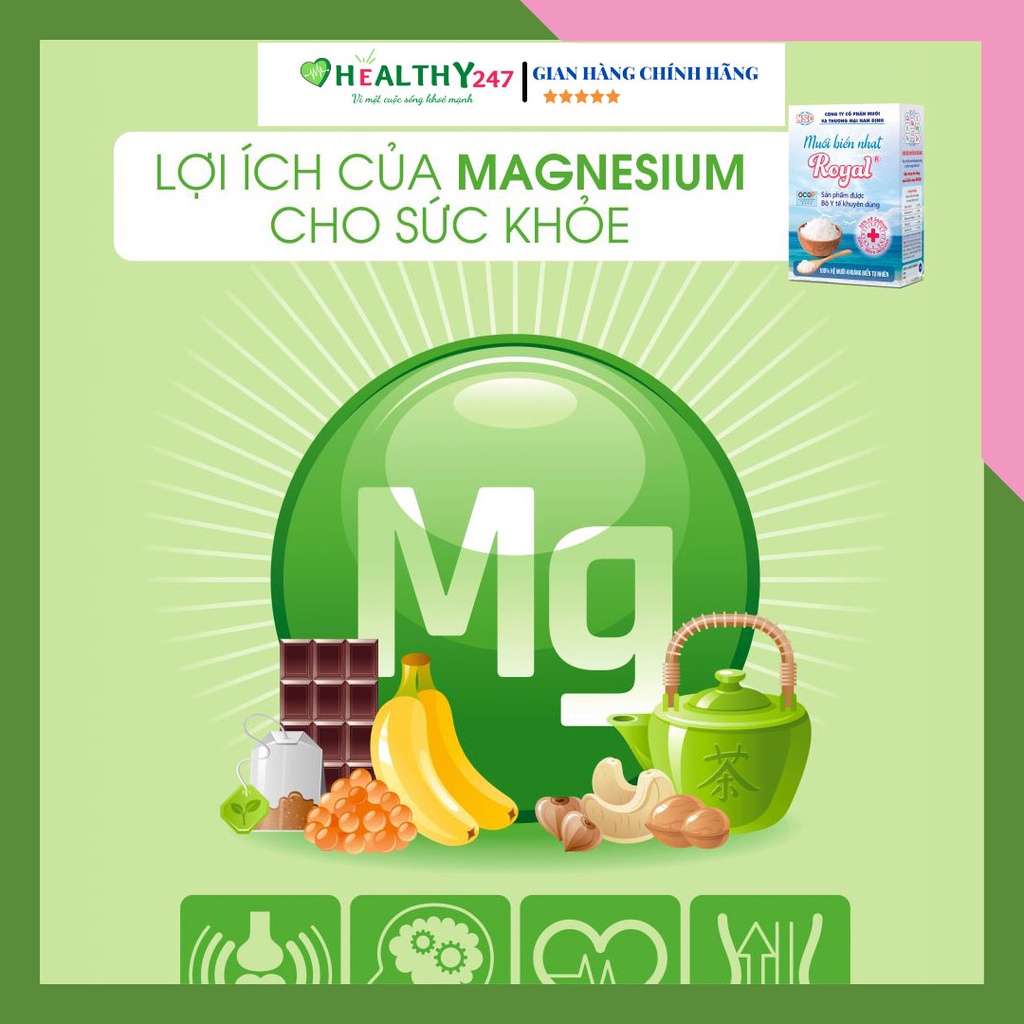 Combo 2 hộp Muối biển nhạt Royal muối Nam Định tốt cho sức khỏe người tiểu đường nên dùng Healthy247