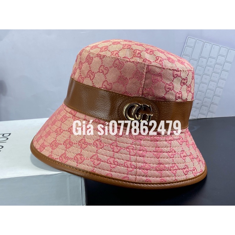 mũ bucket đai da mạc sắt GG - Nón vành nữ hàn quốc sanh chảnh thời trang