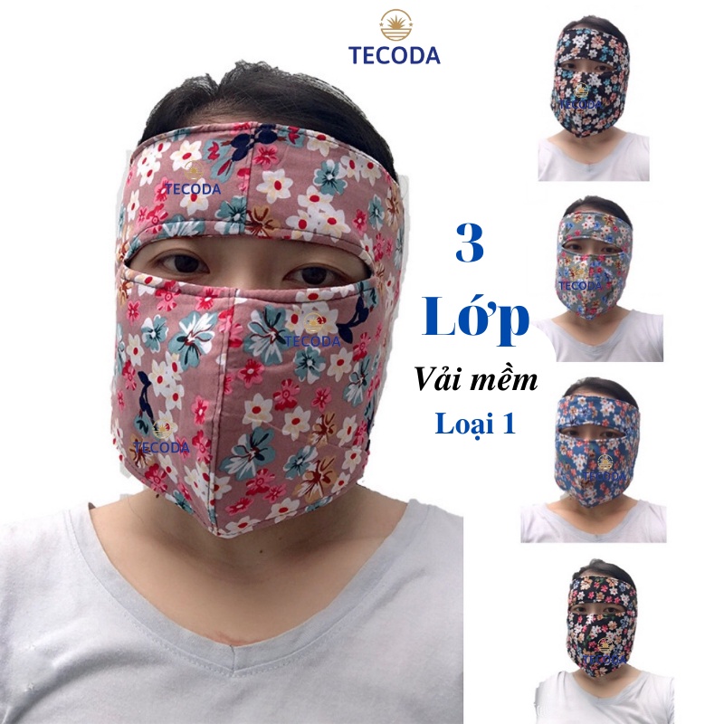 Khẩu Trang Ninja Vải Dán Gáy Che Kín Mặt Tai,  3 Lớp Tole Mềm Chống Nắng Thấm Mồ Hôi Cực Tốt Khi Chạy Xe Phượt