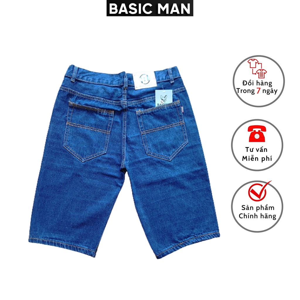 Quần short Jean Nam ống suông BM BASIC MAN vải cotton - Jean 0006