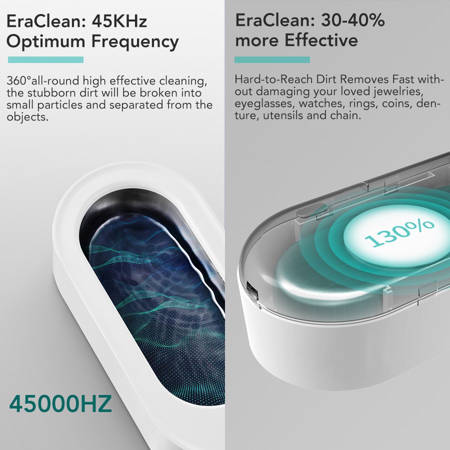 Máy vệ sinh trang sức EraClean GA01/ GA02/ GA03 45000Hz bằng sóng siêu âm