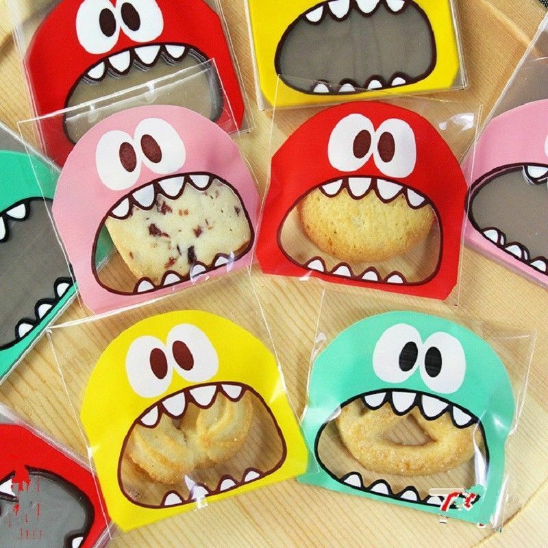 Set 100 túi đựng bánh kẹo hình quái vật dễ thương