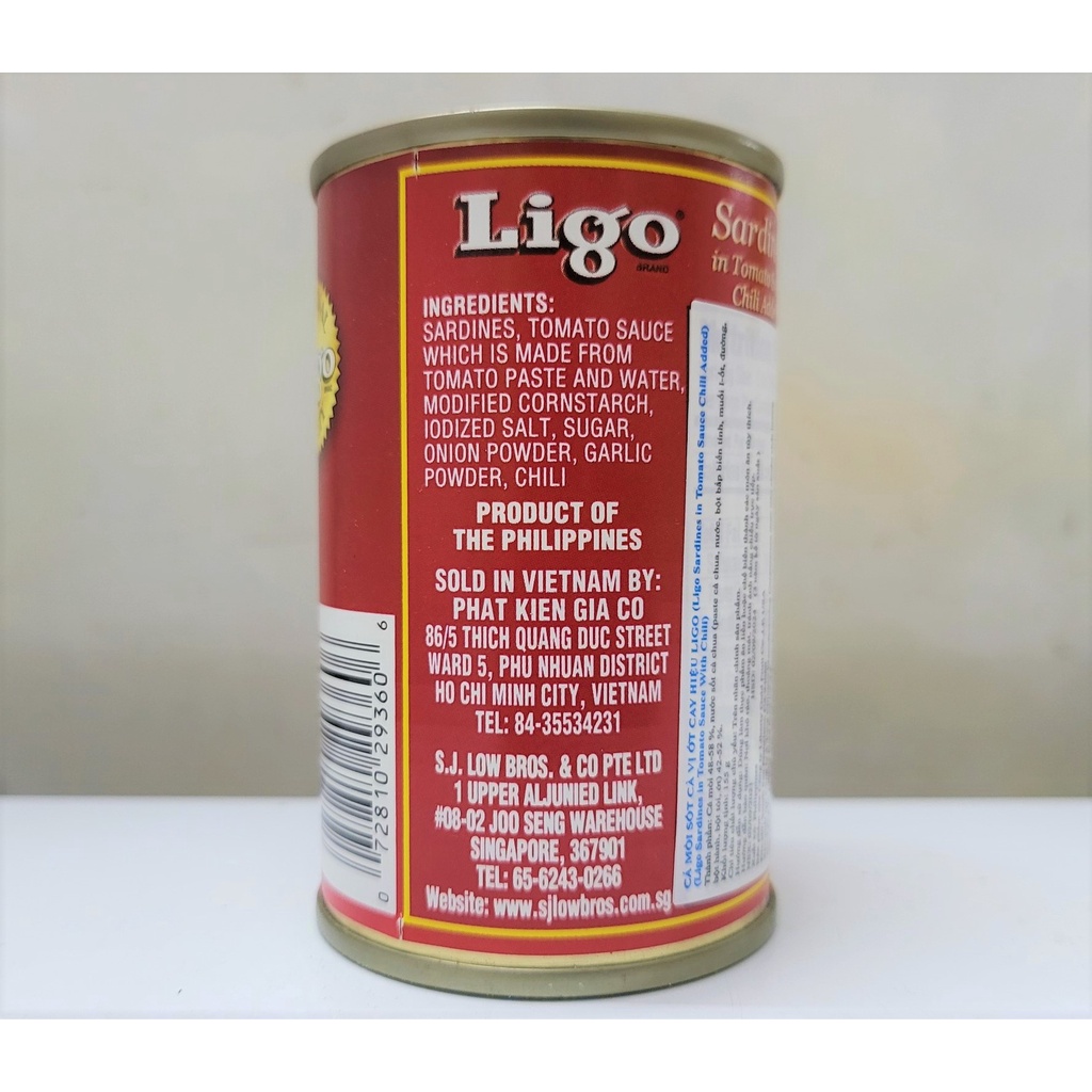 [Hộp 155g – ĐỎ] CÁ MÒI XỐT CÀ VỊ ỚT CAY [Philippines] LIGO Sardines in Tomato Sauce Chili Added