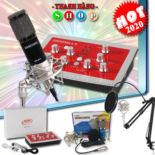 Combo Mic Thu Âm BM900 Sound Card HF-5000 Pro Max II Auto Tune và Full phụ kiện