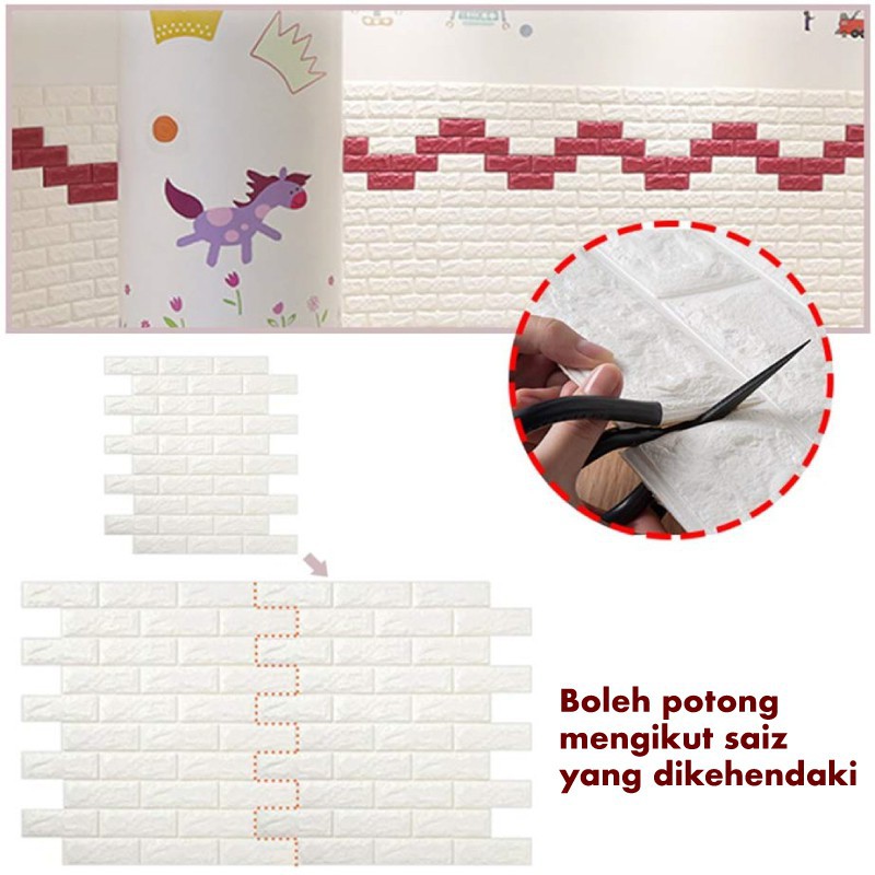 Giấy Dán Tường 3D Bằng Xốp PE Chống Thấm Nước Tự Dính
