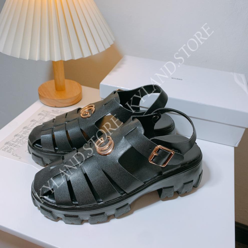 Sandal rọ mũi - Dép quai hậu GU CHÌ mũi rọ, đế độn 5cm KYLAND.STORE