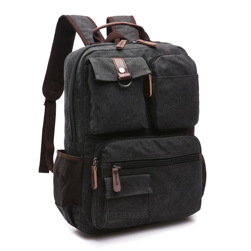 Balo nam thời trang vải canvas phong cách mới- đi làm, đi học,đi chơi,đựng laptop (15,6")