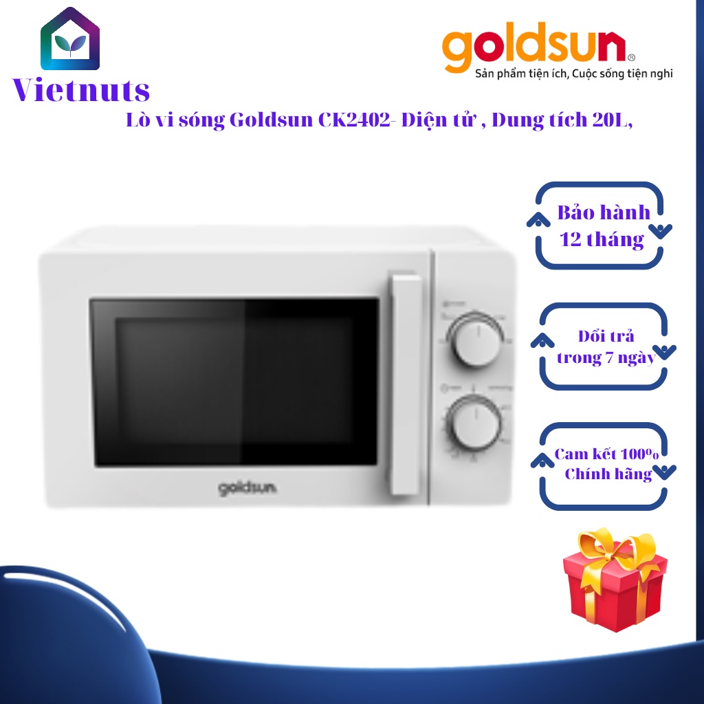 Lò Vi Sóng, Lò Vi Sóng Mini Goldsun CK1105- Cơ 20L Tay Cầm Bảo Hành 12 Tháng. Đổi trả 7 ngày. Free Ship
