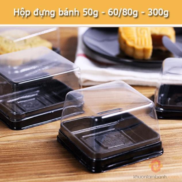 Set 10 hộp nhựa đế đen đựng bánh 60-80g