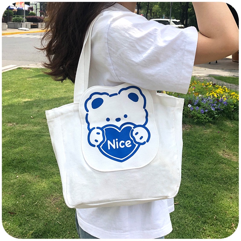 Túi Tote đeo chéo vải canvas đẹp cao cấp unisex đẹp đi học đi chơi thời trang