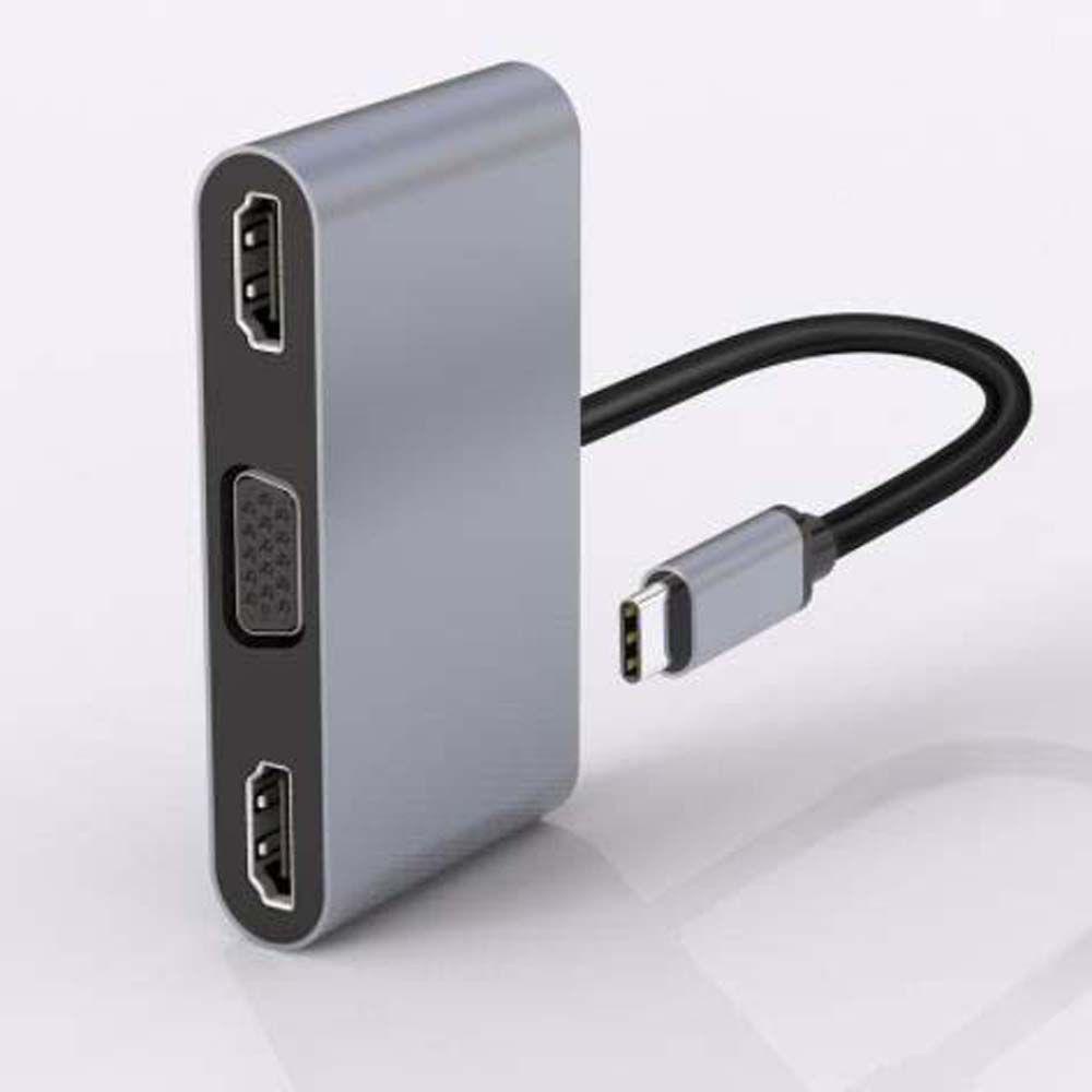 Bộ Chuyển Đổi USB C Hub 4K MST Sang HDMI Type C Sang VGA Adapter USB3.0 PD