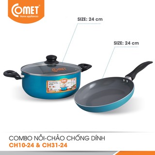 COMBO NỒI VÀ CHẢO CERAMIC COMET CH10-24 & CH31-24