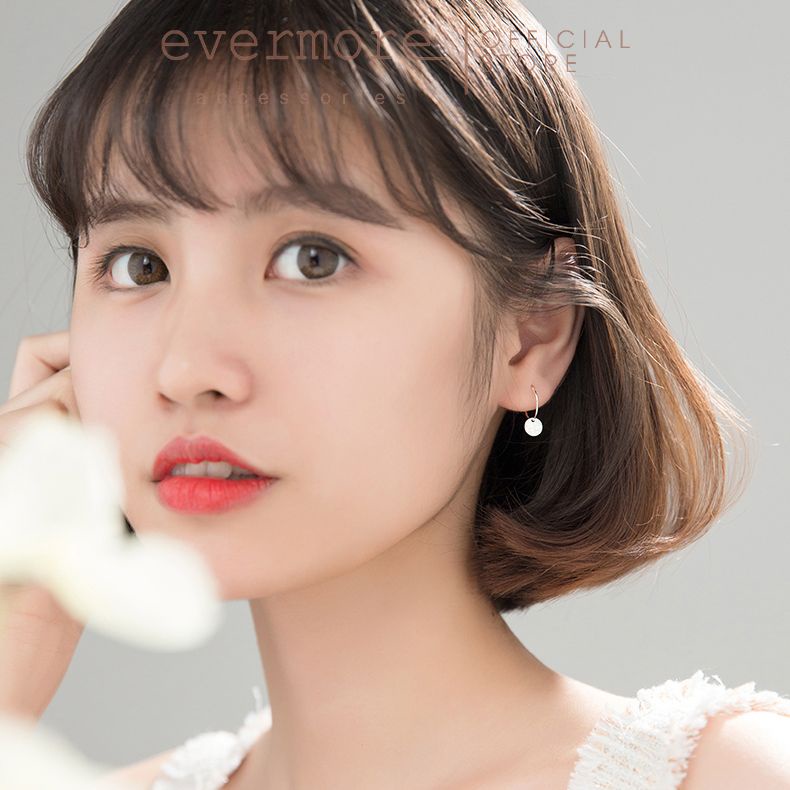 Bông tai bạc EVERMORE, khuyên tai thả tròn trơn bạc ý 925, phong cách thanh lịch, minimalism - H036