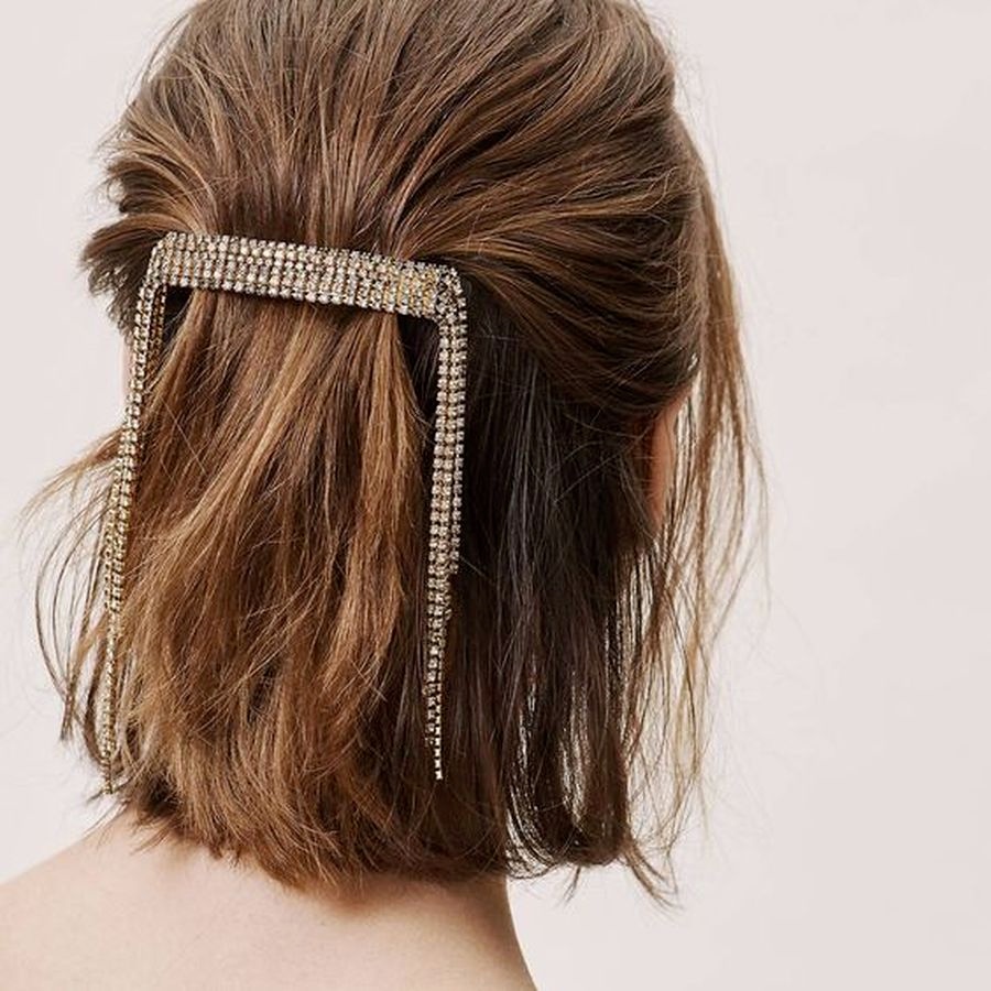 Kẹp tóc hình cánh thiên thần đính kim cương giả phối tua rua thời trang dành cho nữ