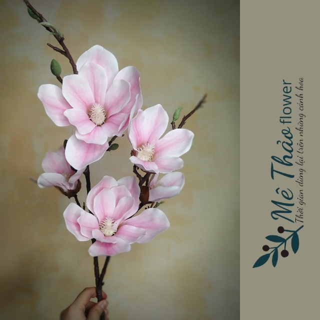 Cành Hoa Mộc Lan Giả Hoa Lụa Cao Cấp Trang Trí Nhà Cửa Cắm Bình Và Lọ Hoa Decor Sang Trọng