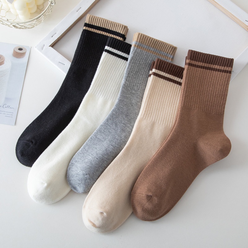 Vớ cổ cao viền thun từ cotton co giãn phong cách Hàn Quốc dành cho nam và nữ