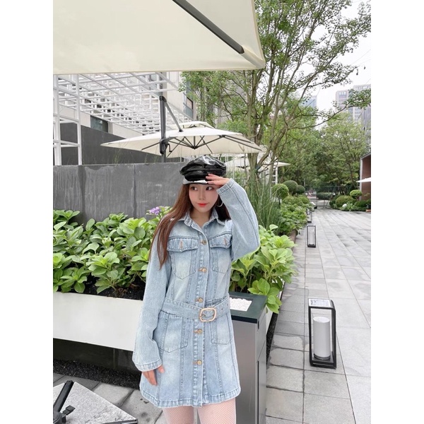 VÁY BÒ DENIM CỔ SƠMI kèm đai Ju Seok Kyung PENTHOUSE 3 kèm ảnh thật