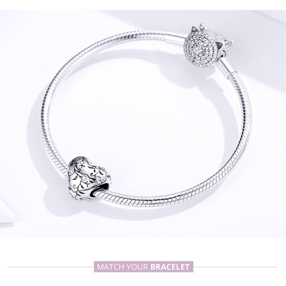 Hạt trang sức Bamoer AIC018 hình trái tim lỗ xỏ 4.5mm thời trang thích hợp để tự làm vòng tay