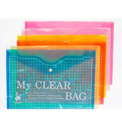 Bìa nhựa nút F5 My clear bag nhiều màu - túi nhựa đựng tài liệu