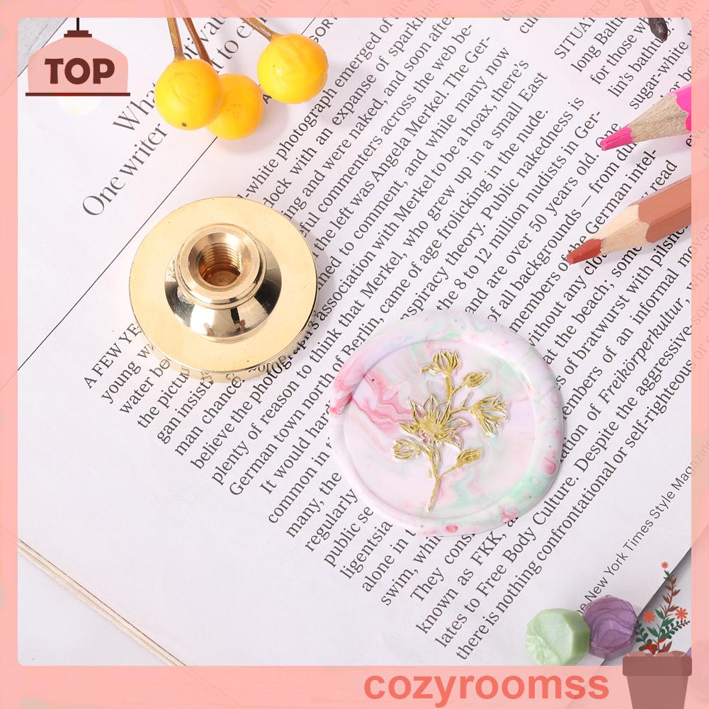 Con dấu đóng sáp niêm phong bì thư bằng đồng hình hoa lá trang trí thiệp cưới/ sản phẩm thủ công