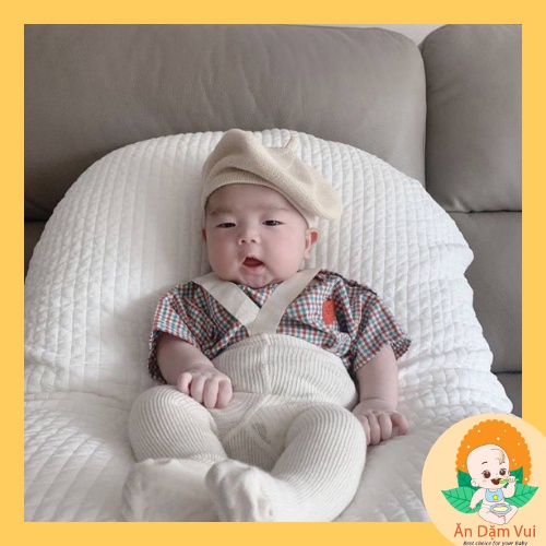 Mũ nồi len Beret màu trơn dệt kim phong cách hàn quốc cho bé trai bé gái từ 6 tháng đến 3 tuổi