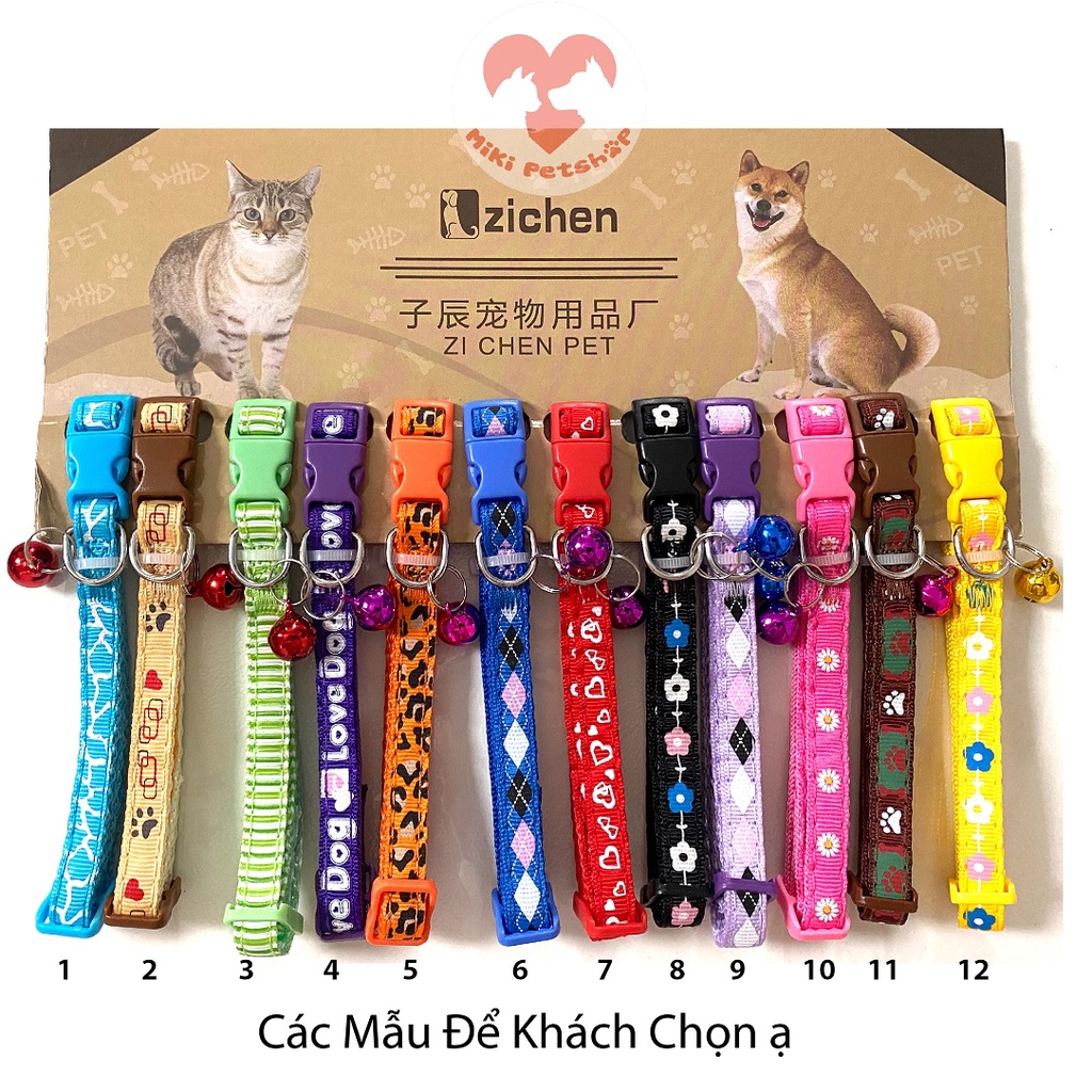 Vòng Cổ Chó Mèo Con Zichen 1cm Họa Tiết Ngẫu Nhiên Dưới 5Kg - Miki Petshop