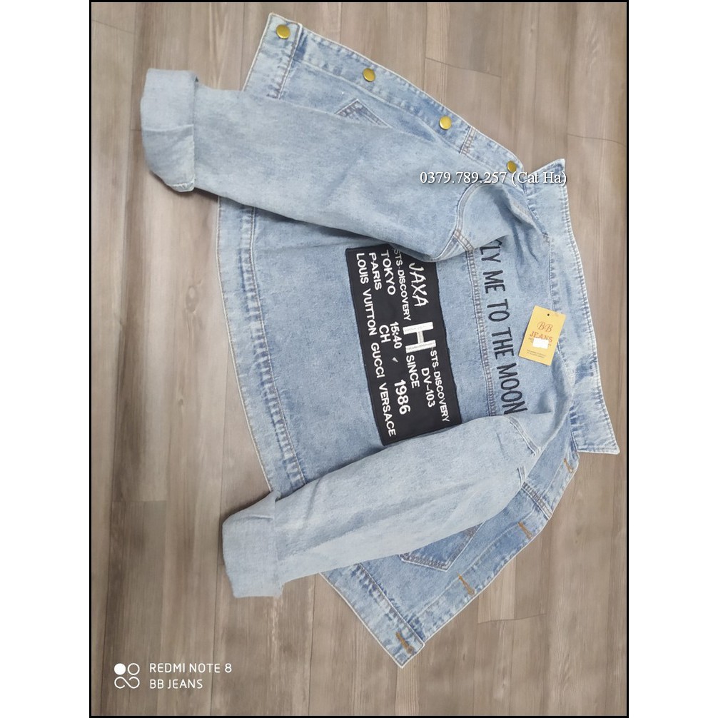Aó khoác jean nữ xám xanh form dưới 58Kg Flymetomoon BB05