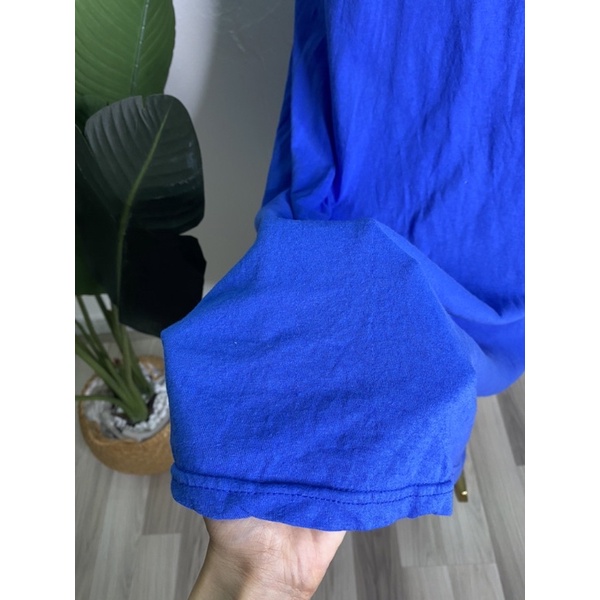 Đầm thun xanh cột nơ phía sau