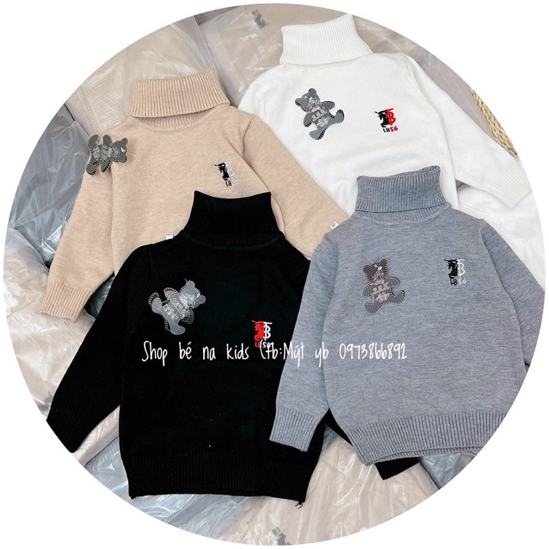 Áo len cổ lọ thêu chữ TB cho bé 8-20kg