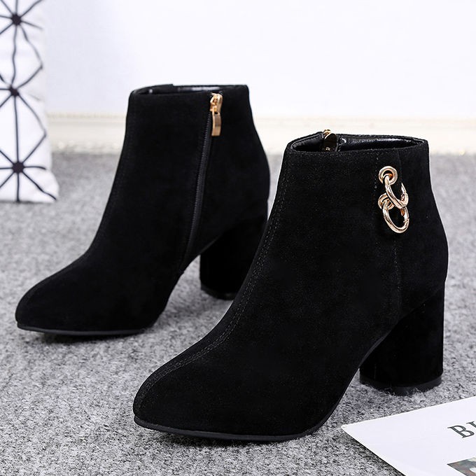 Giày bốt martin cao gót mũi nhọn size 34-43 thời trang thu đông sành điệu cá tính cho nữ