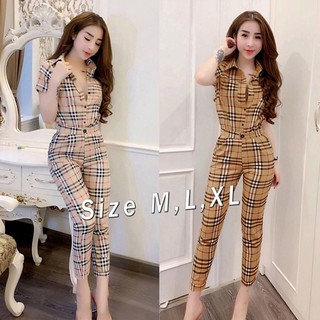Set nguyên bộ áo sơ mi quần dài họa tiết BBR AM shop
