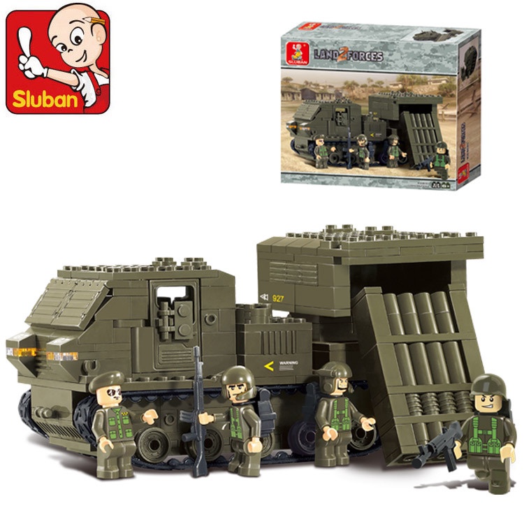SLUBAN Bộ đồ chơi lego lắp ráp xe tăng quân đội cho bé trai
