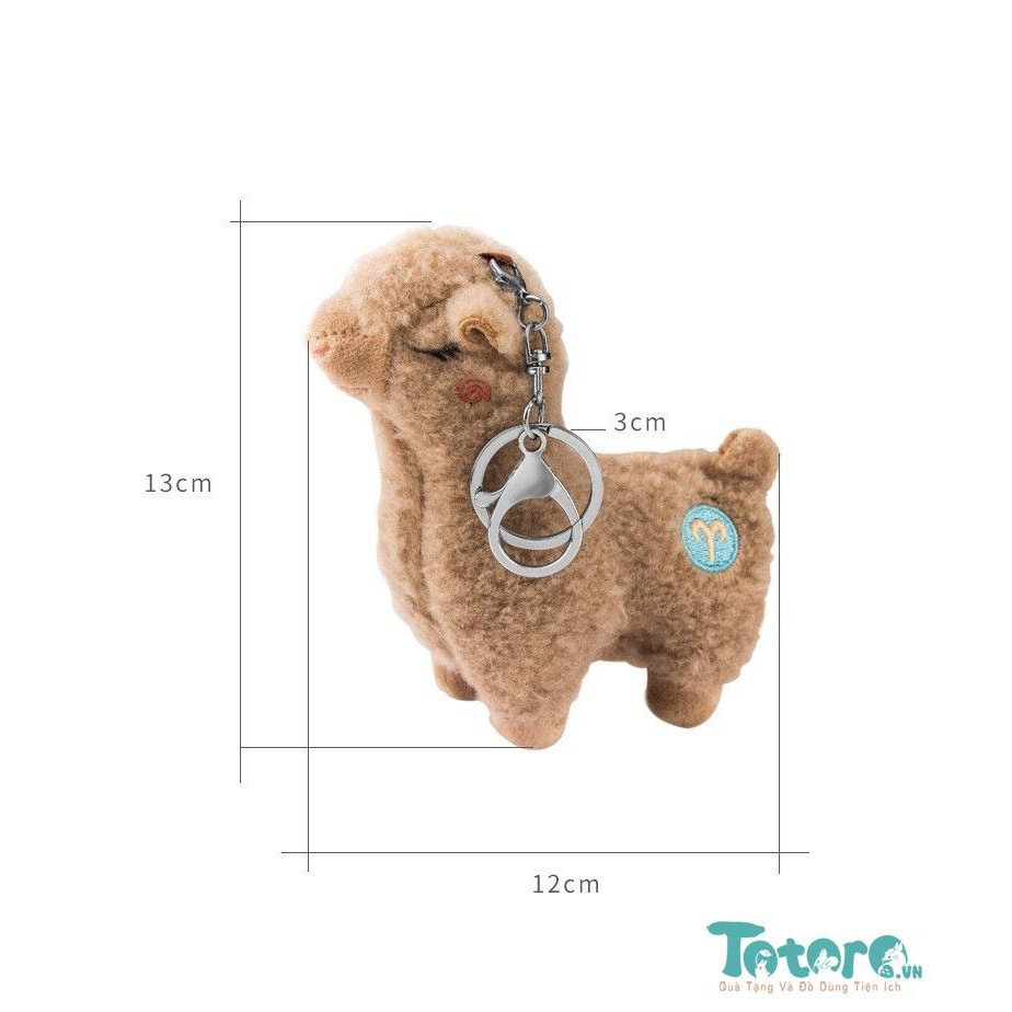 Móc khóa bông xù Lạc Đà Alpaca nhắm mắt - 12cm