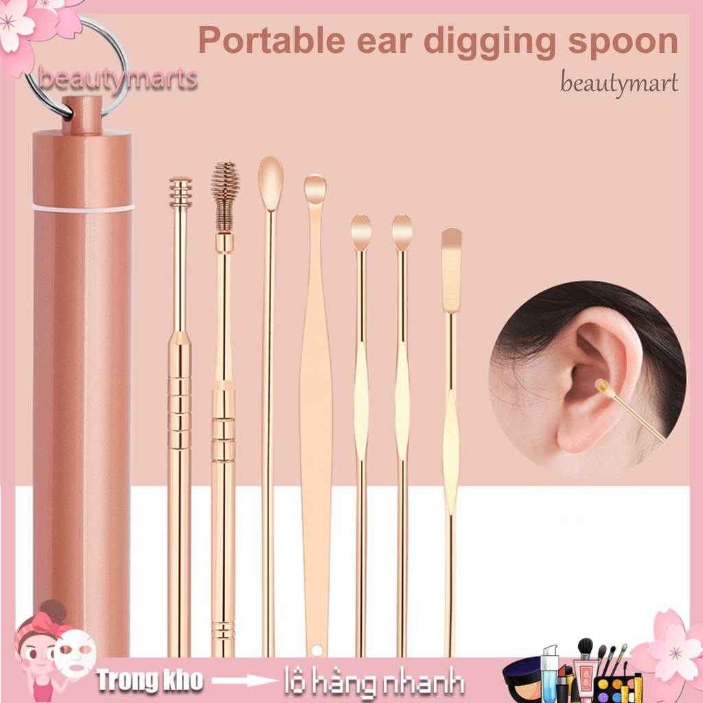 [Hàng mới về] Bộ dụng cụ vệ sinh tai bằng thép không gỉ sử dụng hàng ngày