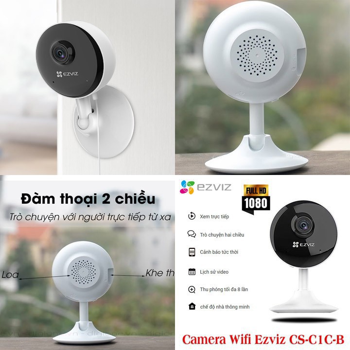 Camera wifi Ezviz C1C B Đàm thoại 2 chiều ,Tích hợp míc thu âm thanh, Hình ảnh Full HD 1080P - BẢO HÀNH 24 Tháng