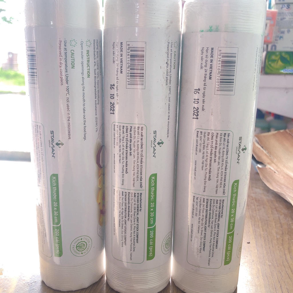 Túi đựng thực phẩm phân hủy sinh học GREEN ECO 15x25 cuộn 100c, 17x28 cuộn 200c, 20x30 cuộn 200c