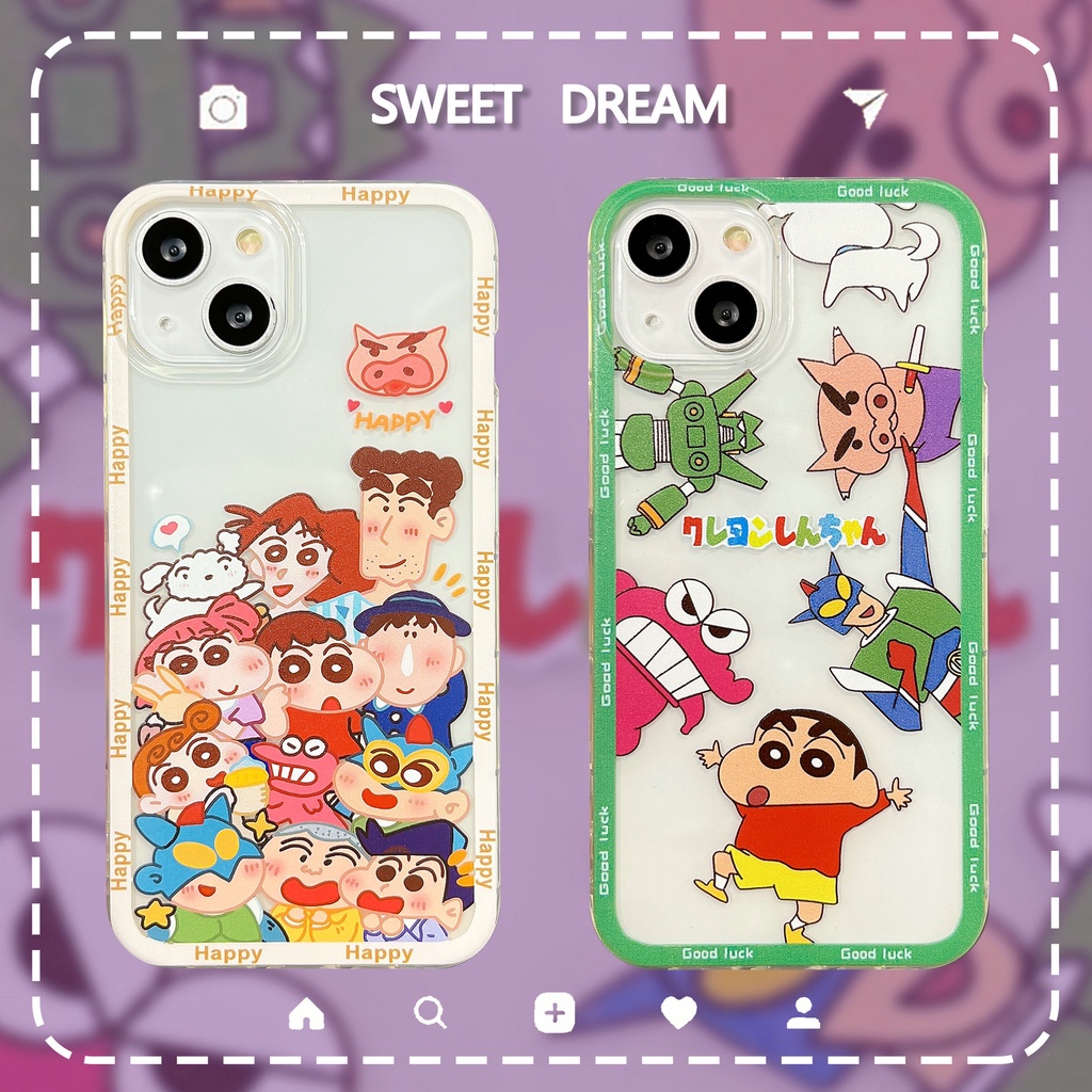 Samsung Galaxy S22 S20 S21 FE 5G Note 10 Lite S10 Plus 20 Ultra A53 A33 A23 A13 A73 M23 M51 M52 4G 5 Clear Cartoon Crayon Shin-chan family superman Tpu Airbag Shockproof Soft Phone Case 1HLE 37
