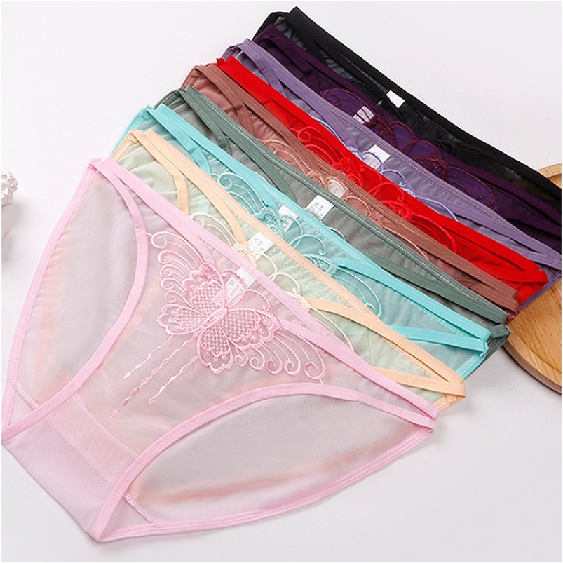 Quần Lót Lưới Trong Suốt Lưng Vừa Thoáng Khí Thêu Hình Bướm Dễ Thương Cho Nữ | BigBuy360 - bigbuy360.vn