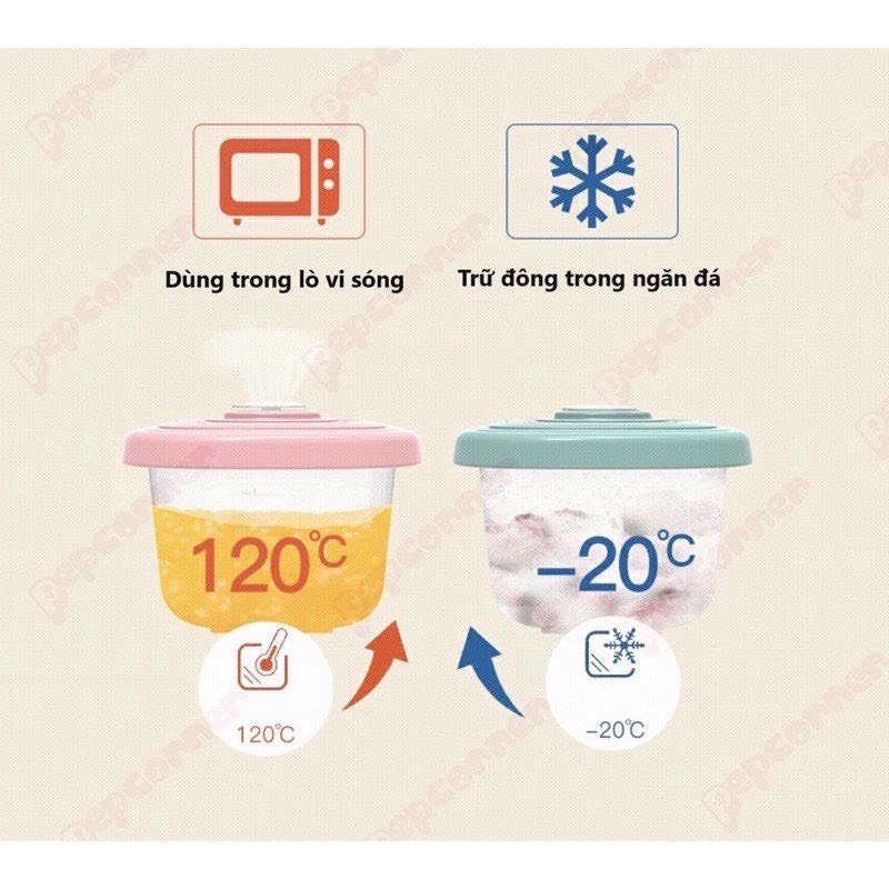 Hộp Trữ Đông Đồ Ăn dặm cho bé MISUTA 120ML Có Nắp Đậy