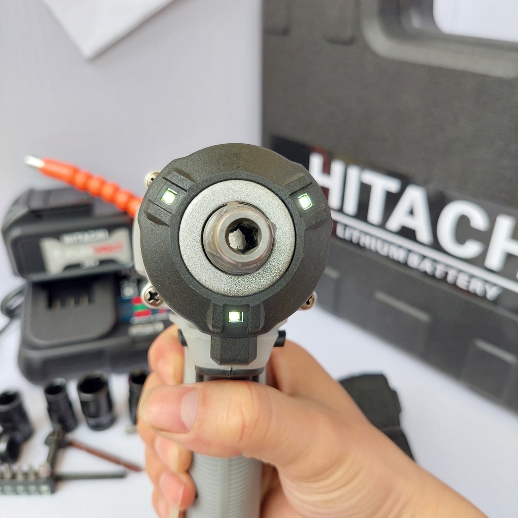 Máy Siết Bulong HITACHI 20V Không Chổi Than, Motor Bruschless, 3 Đèn Led Trợ Sáng