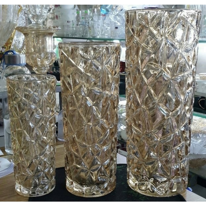 Lọ hoa thuỷ tinh vân chéo cao cấp Huydecor
