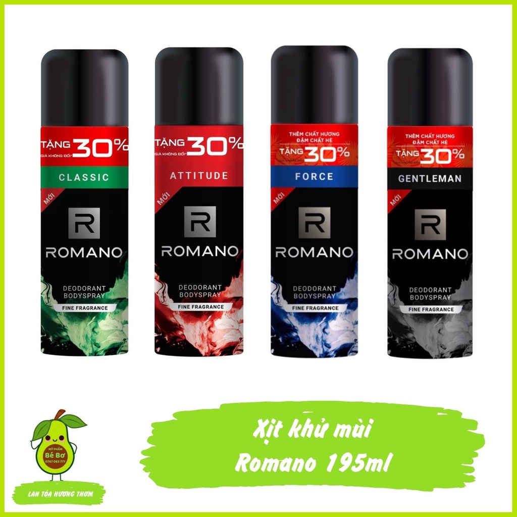 Xịt Khử Mùi Romano - Xịt Ngăn Mùi Toàn Thân Nam Hương Nước Hoa Kháng Khuẩn Ngăn Đổ Mồ Hôi Mạnh Mẽ Nam Tính