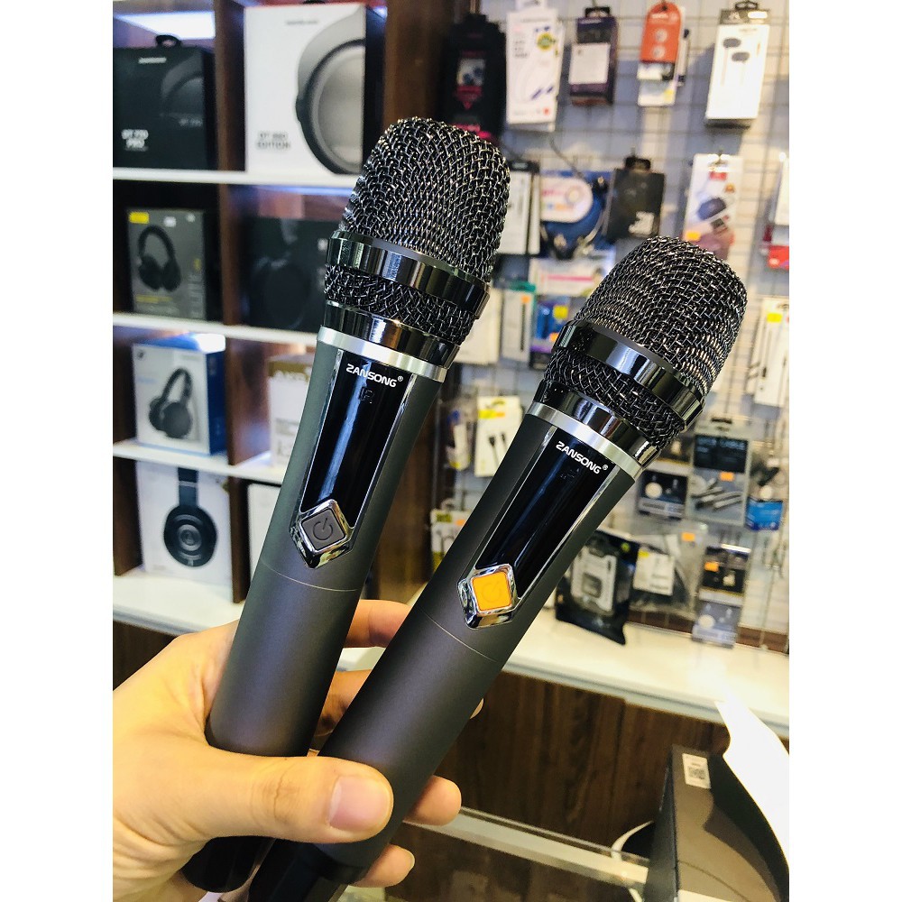 Bộ Mixer Karaoke LiveStream Zansong K18, Kèm 2 Micro Không Dây - Chuyên Hát Karaoke Trên ÔTÔ Hát Gia Đình - Ghép Loa Kéo