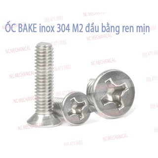 [SIÊU RẺ] ỐC BAKE inox 304  M2 đầu bằng lỗ chữ thập ren mịn